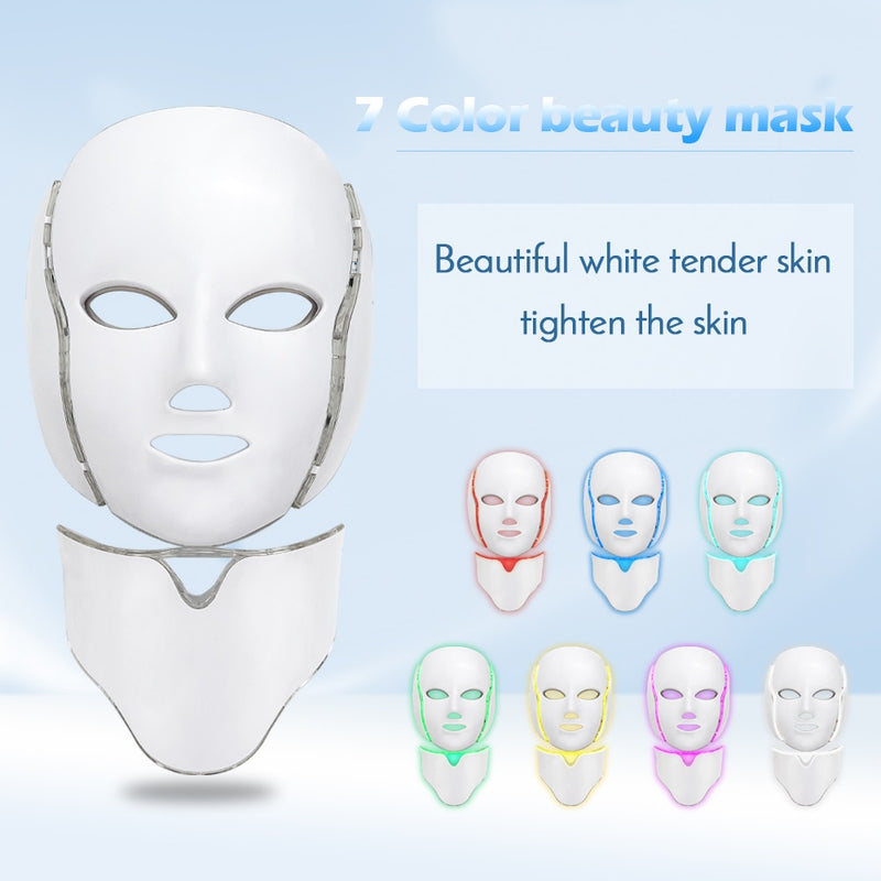 Led Facial Mask Therapy Beauty Device with Neck Skin Rejuvenation
