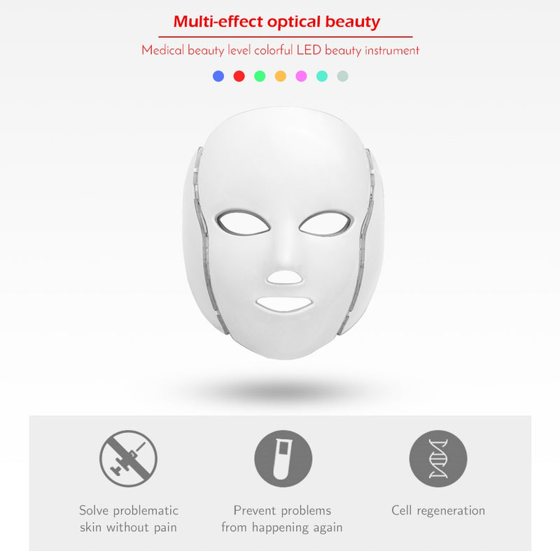 Led Facial Mask Therapy Beauty Device with Neck Skin Rejuvenation